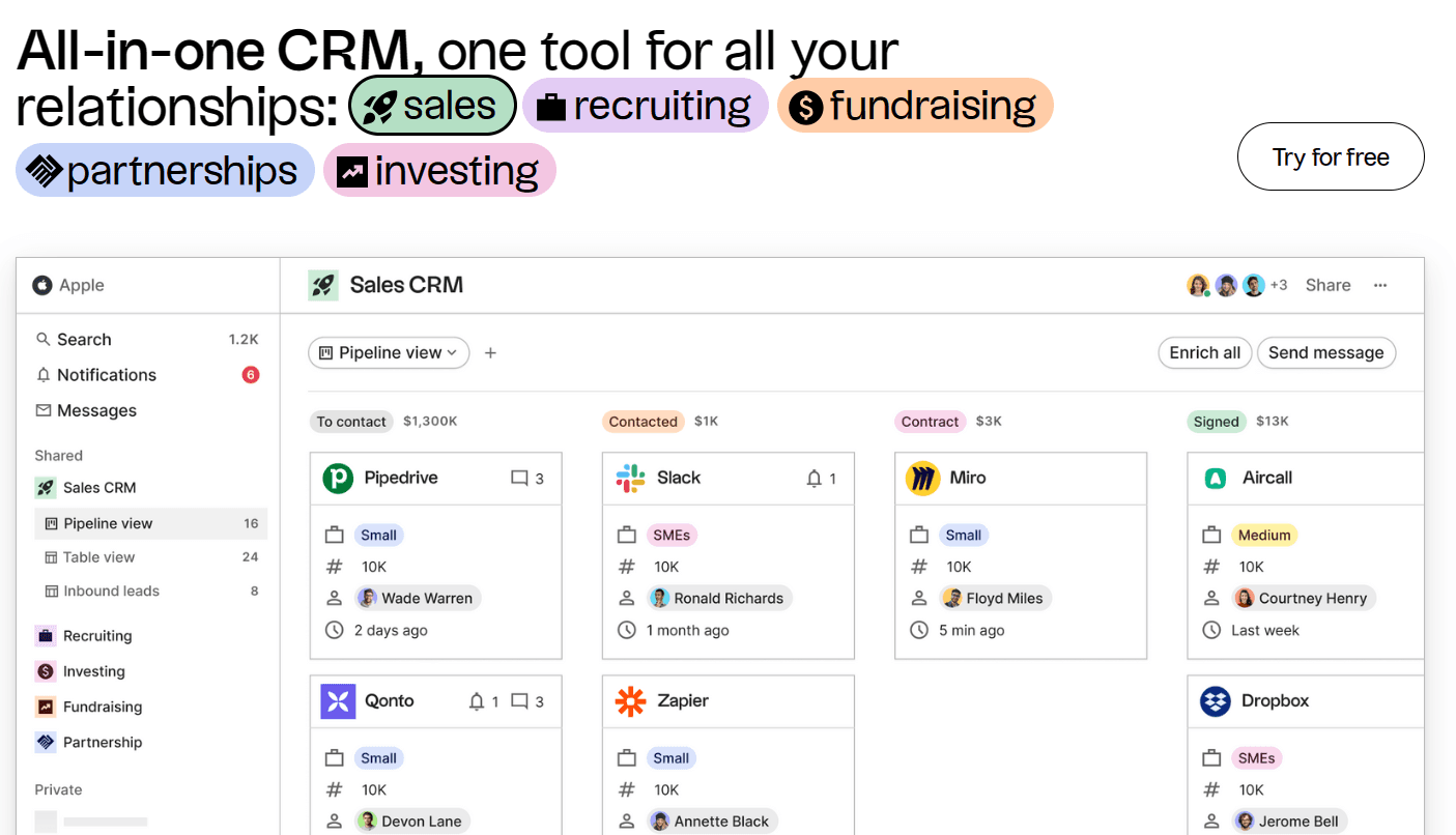 Folk CRM screenshot